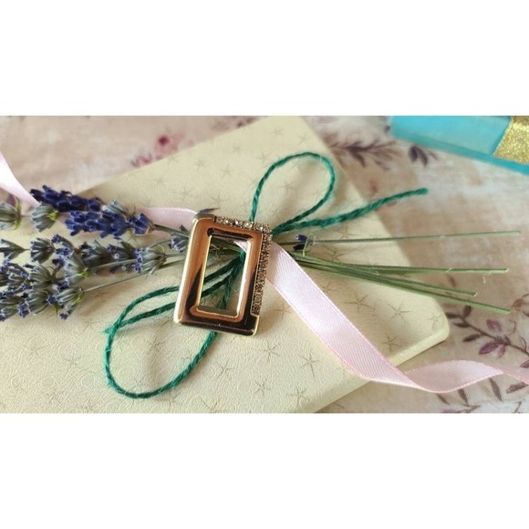 Parklane Rectangular Rhinestone Gold Pendant - Picture 1 of 10